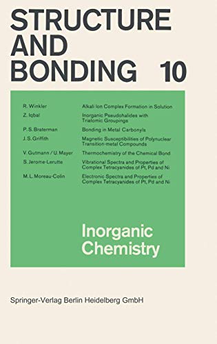 Imagen de archivo de Inorganic Chemistry (Structure and Bonding, 10) a la venta por Lucky's Textbooks