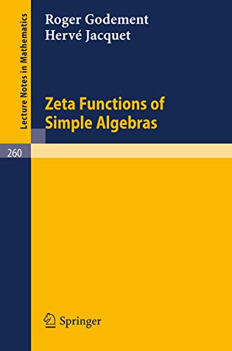 Stock image for Zeta Functions of Simple Algebras for sale by Books Puddle