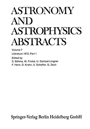 Stock image for Literature 1972, Part 1 (Astronomy and Astrophysics Abstracts) for sale by Hay-on-Wye Booksellers