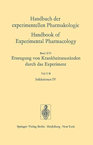 Beispielbild fr Handbuch der Experimentellen Pharmakologie: Erzeugang von Krankheitszustanden Durch das Experiment (Volume 16.11B) zum Verkauf von Anybook.com