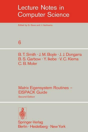 Imagen de archivo de Matrix Eigensystem Routines - EISPACK Guide a la venta por Jay W. Nelson, Bookseller, IOBA