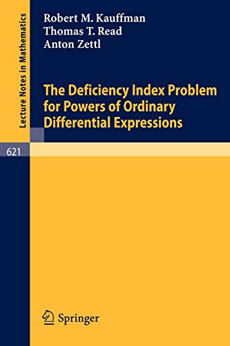 Beispielbild fr The Deficiency Index Problem for Powers of Ordinary Differential Expressions zum Verkauf von Buchpark