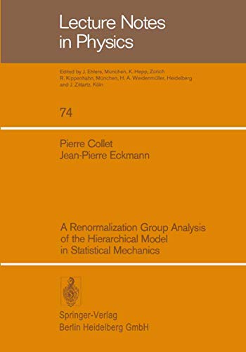 Beispielbild fr A Renormalization Group Analysis of the Hierarchical Model in Statistical Mechanics zum Verkauf von Buchpark