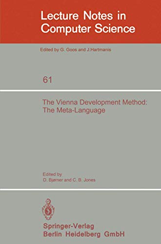 Beispielbild fr The Vienna Development Method: The Meta-Language zum Verkauf von Ammareal