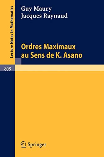Beispielbild fr Ordres Maximaux Au Sens de K. Asano zum Verkauf von Chiron Media
