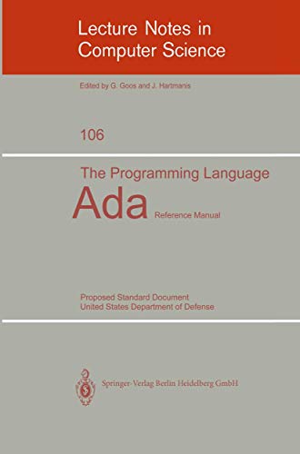 Stock image for The Programming Language Ada : Reference Manual. Proposed Standard Document United States Department of Defense for sale by Chiron Media