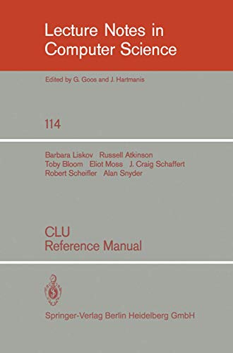 9783540108368: Clu: Reference Manual