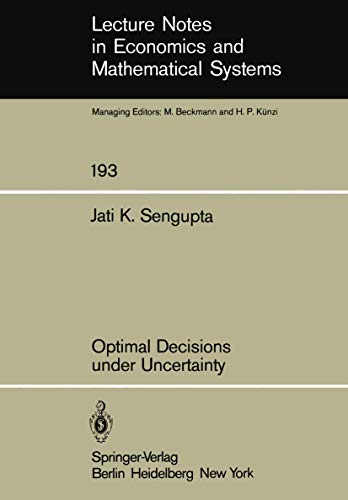 9783540108696: Optimal Decisions under Uncertainty: 193 (Lecture Notes in Economics and Mathematical Systems, 193)