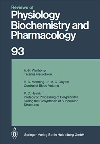 Imagen de archivo de Reviews of Physiology, Biochemistry and Pharmacology: Volume: 93 (Reviews of Physiology, Biochemistry and Pharmacology, 93, Band 93) a la venta por medimops
