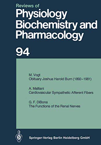 Imagen de archivo de Reviews of Physiology, Biochemistry and Pharmacology: Volume: 94 (Reviews of Physiology, Biochemistry and Pharmacology, 94, Band 94) a la venta por medimops
