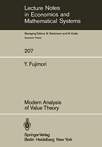 9783540119494: Modern Analysis of Value Theory: 207 (Lecture Notes in Economics and Mathematical Systems)