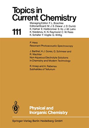 Stock image for Physical and Inorganic Chemistry (Topics in Current Chemistry) for sale by P.C. Schmidt, Bookseller