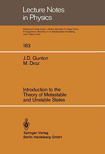 Imagen de archivo de Introduction to the Theory of Metastable and Unstable States a la venta por Books Puddle