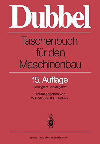 9783540124184: Dubbel: Taschenbuch Fa1/4r Den Maschinenbau