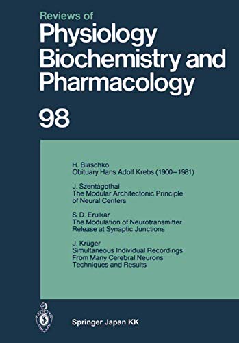 Imagen de archivo de Reviews of Physiology, Biochemistry and Pharmacology: Volume: 98 (Reviews of Physiology, Biochemistry and Pharmacology, 98, Band 98) a la venta por medimops