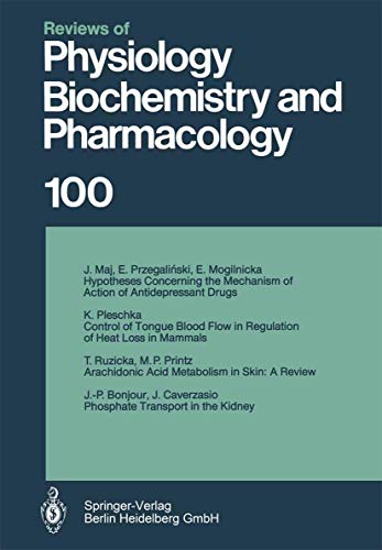 Imagen de archivo de Reviews of Physiology, Biochemistry and Pharmacology: Volume: 100 (Reviews of Physiology, Biochemistry and Pharmacology, 100, Band 100) a la venta por medimops