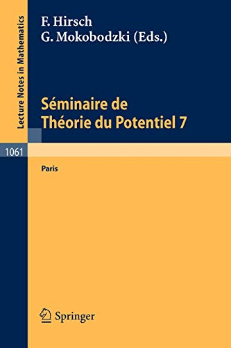 Beispielbild fr Sminaire de thorie du potentiel : Paris, no. 7. zum Verkauf von Kloof Booksellers & Scientia Verlag
