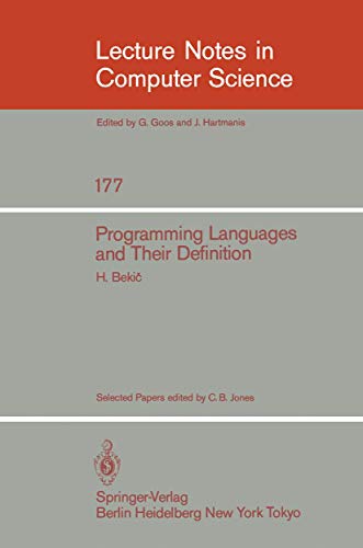 Beispielbild fr Programming Languages and Their Definition: Selected Papers zum Verkauf von Ammareal