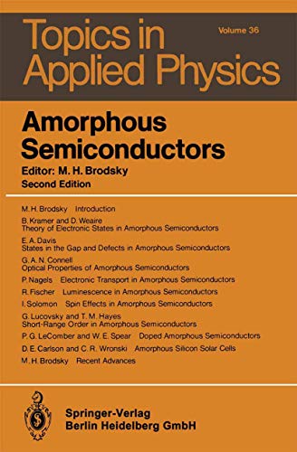 9783540160083: Amorphous Semiconductors: 36 (Topics in Applied Physics, 36)