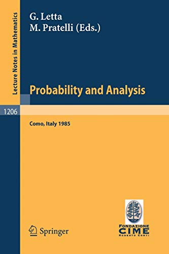Beispielbild fr Probability and Analysis: Held at Varenna (Como); Italy, May, 31 - June 8, 1985 zum Verkauf von Chiron Media