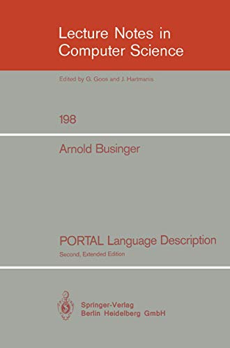9783540189602: PORTAL Language Description: 198 (Lecture Notes in Computer Science)