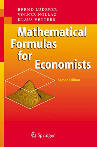 Stock image for Mathematical Formulas for Economists for sale by Mispah books