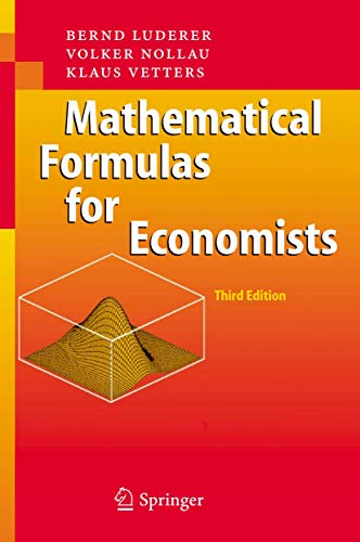 Beispielbild fr Mathematical Formulas for Economists zum Verkauf von Books Puddle