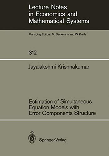 Beispielbild fr Estimation of simultaneous Equation Models with Error Components Structure zum Verkauf von Ganymed - Wissenschaftliches Antiquariat