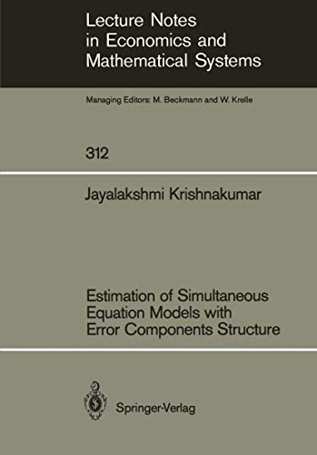 Stock image for Estimation of simultaneous Equation Models with Error Components Structure for sale by Ganymed - Wissenschaftliches Antiquariat
