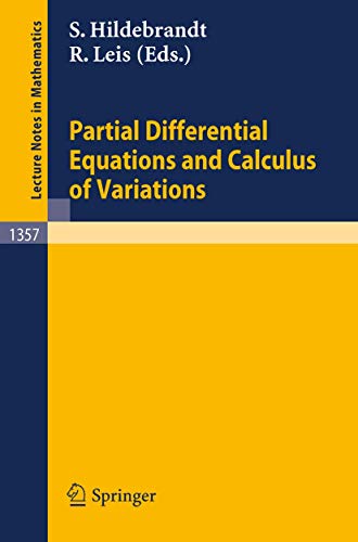 Beispielbild fr Partial Differential Equations and Calculus of Variations (Lecture Notes in Mathematics) zum Verkauf von Midtown Scholar Bookstore