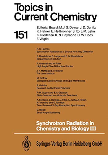 Stock image for Synchrotron Radiation in Chemistry and Biology III (Topics in Current Chemistry) for sale by Zubal-Books, Since 1961