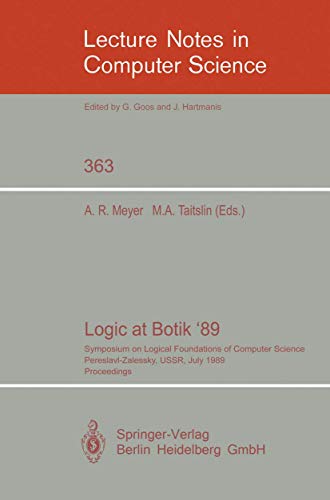 Imagen de archivo de Lectures Notes in Computer Science: Logic at Botik '89 a la venta por Anybook.com