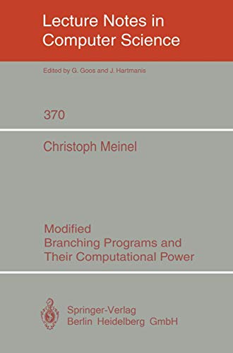 Image d'archives pour Modified Branching Programs and Their Computational Power mis en vente par Better World Books: West