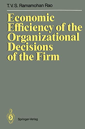 9783540515708: Economic Efficiency of the Organizational Decisions of the Firm