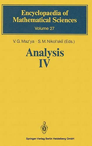 9783540519973: Analysis IV: Linear and Boundary Integral Equations
