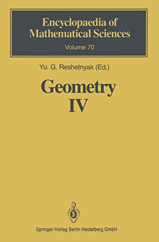 Imagen de archivo de Geometry IV: Non-regular Riemannian Geometry: v. 4 (Encyclopaedia of Mathematical Sciences) a la venta por Fireside Bookshop