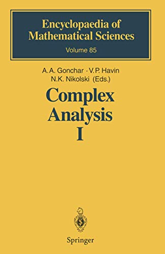 9783540547037: Complex Analysis I: Entire and Meromorphic Functions Polyanalytic Functions and Their Generalizations: 85 (Encyclopaedia of Mathematical Sciences)
