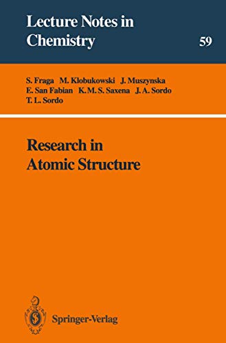 Stock image for Research in Atomic Structure (Lecture Notes in Chemistry, 59) for sale by Zubal-Books, Since 1961