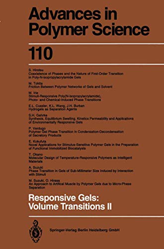 Imagen de archivo de Responsive Gels: Volume Transitions II (Advances in Polymer Science 110) a la venta por Zubal-Books, Since 1961
