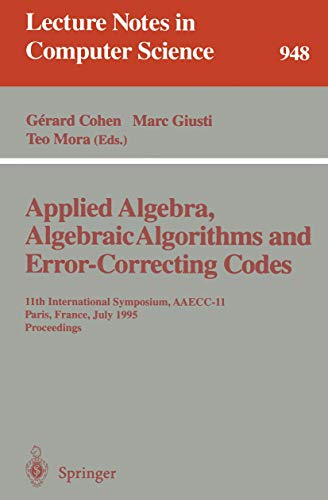 Stock image for Applied Algebra, Algebraic Algorithms and Error-Correcting Codes for sale by Books Puddle
