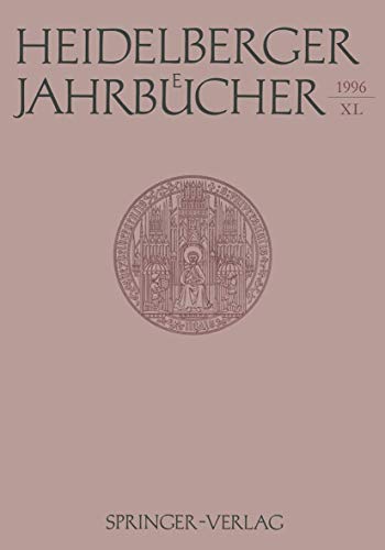 Imagen de archivo de Heidelberger Jahrbcher Band XL, a la venta por CSG Onlinebuch GMBH