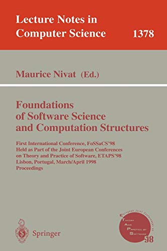 Imagen de archivo de Foundations of Software Science and Computation Structures: First International Conference, FoSSaCS'98, Held as Part of the Joint European Conferences . (Lecture Notes in Computer Science) a la venta por GuthrieBooks
