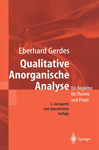 9783540670186: Qualitative Anorganische Analyse: Ein Begleiter fr Theorie und Praxis (German Edition)