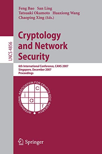 Imagen de archivo de Cryptology and Network Security a la venta por Books Puddle