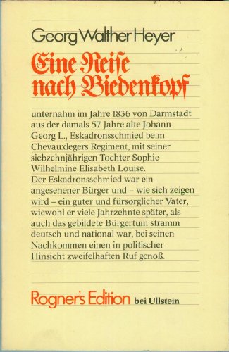 Beispielbild fr Eine Reise nach Biedenkopf. Rogners Edition. Buch Nr. 24. Ullstein-Buch 38524. zum Verkauf von Mephisto-Antiquariat