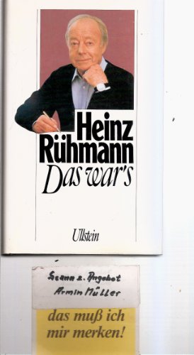 Das wars. Erinnerungen. Signiert vom Autor Heinz Rühmann