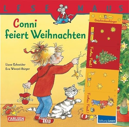 Stock image for LESEMAUS, Band 58: Conni feiert Weihnachten: Mit tollen Conni-Geschenkanhngern for sale by medimops