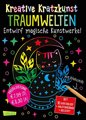 Beispielbild fr Kreative Kratzkunst: Traumwelten: Set mit 10 Kratzbildern, Anleitungsbuch und Holzstift | Kreativer Spa mit Kratzbildern fr Kinder ab 5 Jahren zum Verkauf von medimops