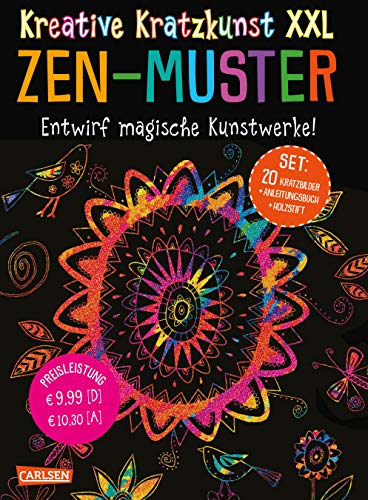 Beispielbild fr Kreative Kratzkunst XXL: ZEN-Muster: Set mit 20 Kratztafeln, Mappe, Anleitungsbuch und Holzstift zum Verkauf von medimops