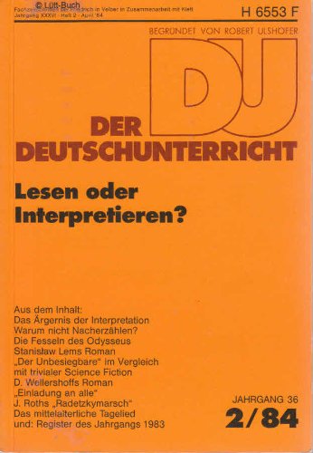 Beispielbild fr Vom Lesen zum Interpretieren. Texte, Anleitungen, Beispiele fr den Deutschunterricht zum Verkauf von Bernhard Kiewel Rare Books